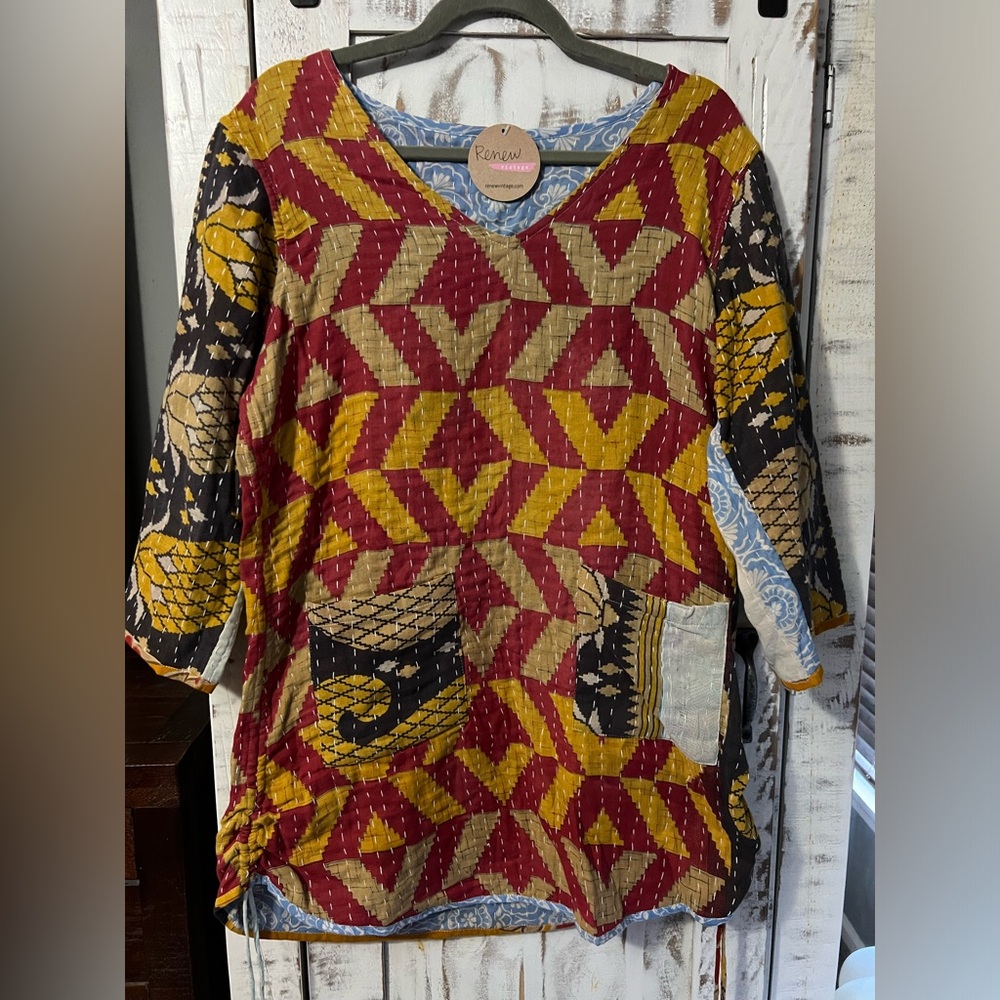 Renew Vintage Kantha Woodstock Tunic Size L